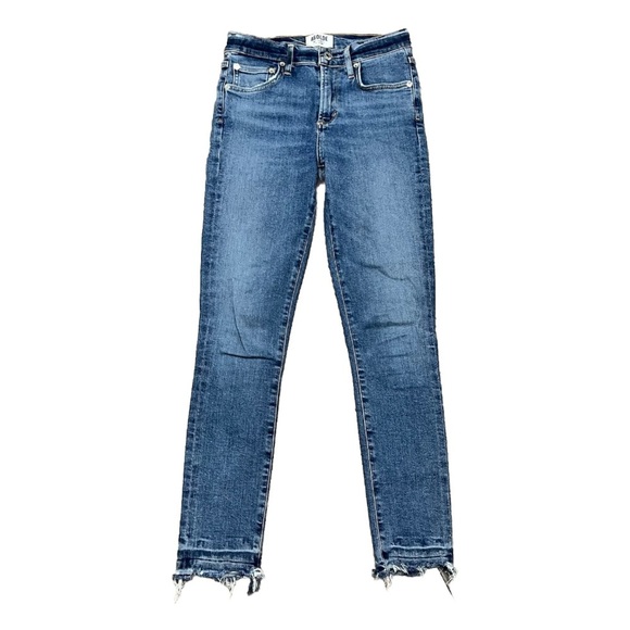 Agolde Sophie Raw Hem High Rise Crop Skinny Jeans in Hyper Blue 24 #A018D-843 - Picture 1 of 9